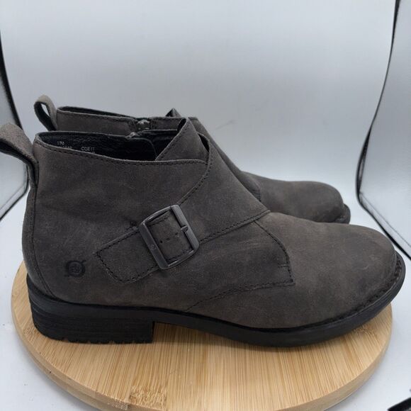 Born Gray Distressed Suede Monk Strap Ankle Boots Men’s US 11 Buckle Shoes Lug - Picture 7 of 10